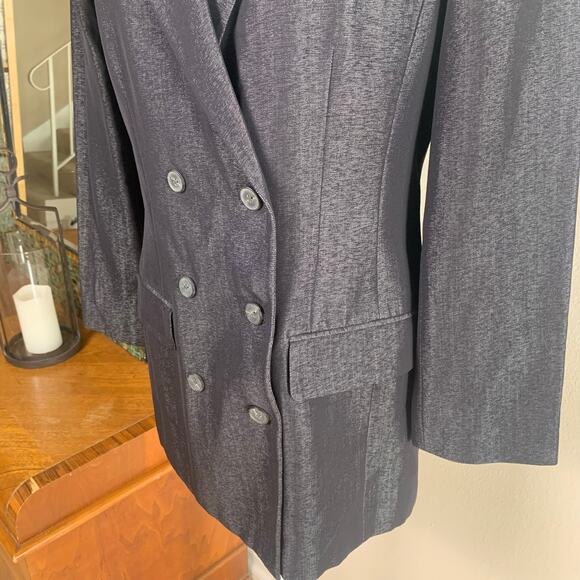 Ellen Tracy Sz 6 Pant Suit w Double Breasted Long Blazer Jacket Wool Gray Career - Picture 6 of 11